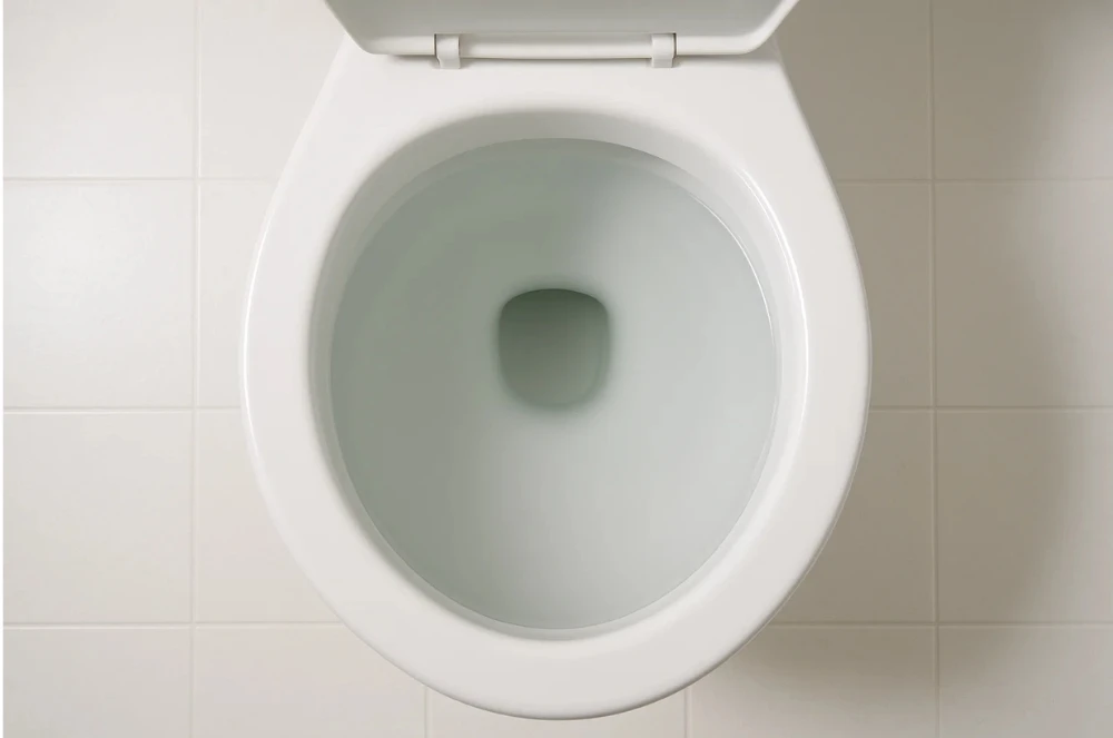 Hình ảnh bồn cầu bị nghẹt, thoát nước chậm, một vấn đề phổ biến cần được xử lý tại nhà.
